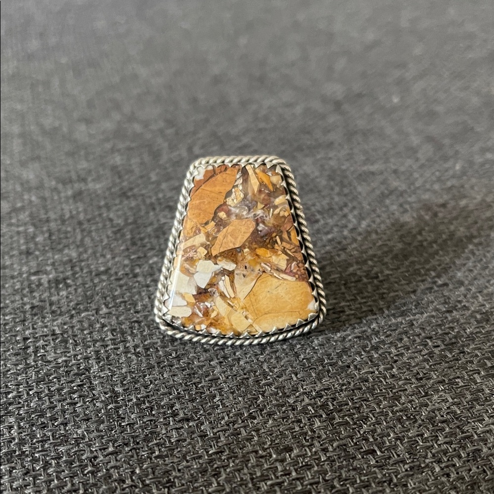 Goldie Lew Brecciated Mookaite Cecily Sterling Silver Ring Size 7.5